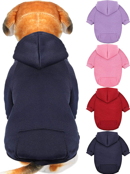 4 Pieces Small Dog Sweaters Dog Hoodie Clothes with Hat for Small Dogs Chihuahua Clothes with Pocket Puppy Pet Winter Clothes Warm Hoodies Coat Sweater Shirt(Xxs)